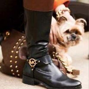 MICHAEL Michael Kors Preston Black Brown Knee High Leather Boots
